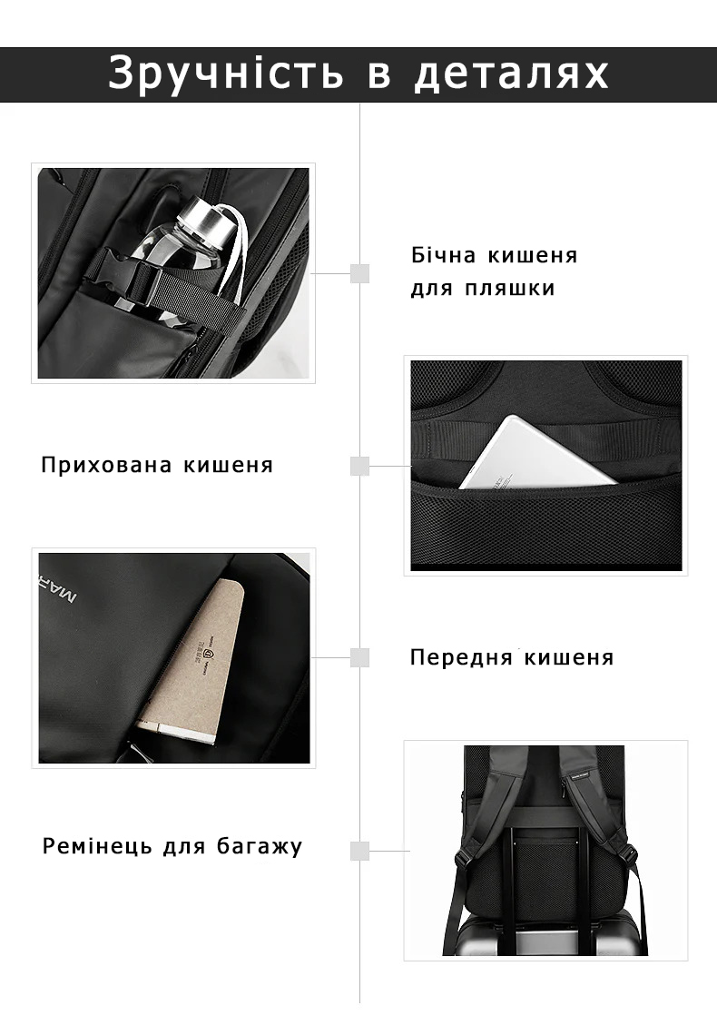 Рюкзак для ноутбука 15.6 дюймів Mark Ryden MR9191DYSJ з 3 відділеннями