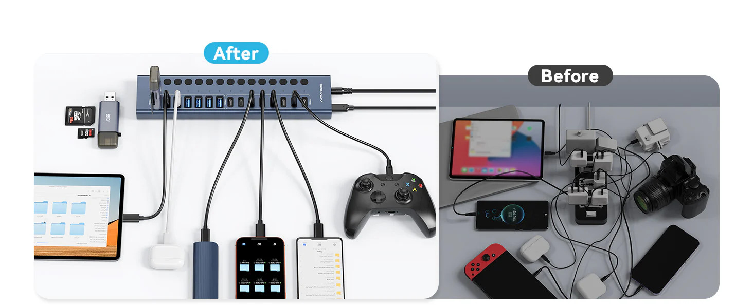 Организованное рабочее пространство без лишних кабелей