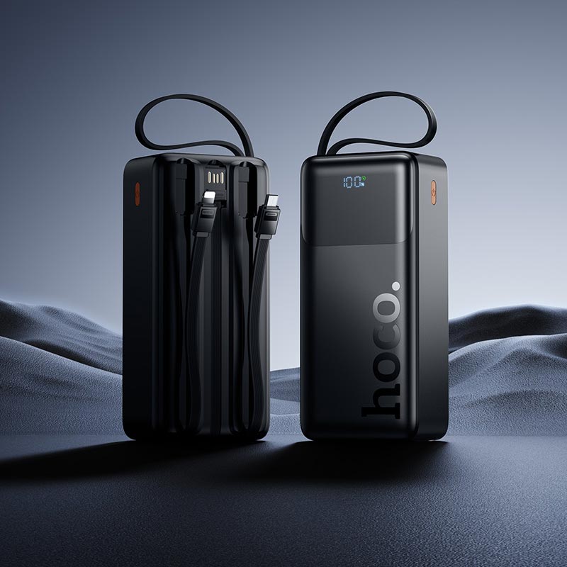 Внешний аккумулятор УМБ HOCO J156B Founder 30000mAh 22.5W с встроенными кабелями и быстрой зарядкой