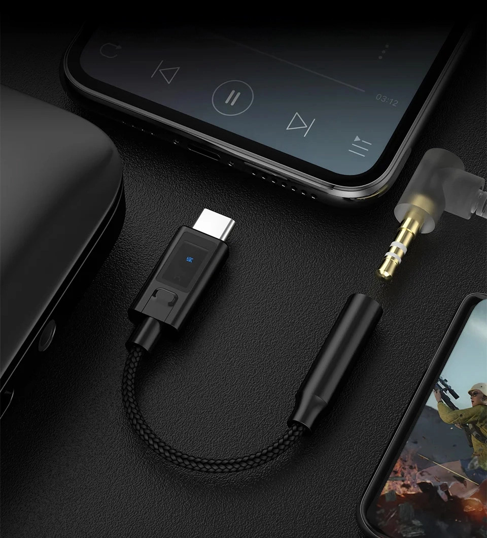 Портативный ЦАП KZ AM02 с Hi-Fi усилителем, Type-C на 3,5 мм и эквалайзером