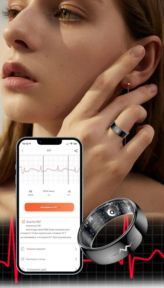 Смарт-кольцо Q520 с зарядным футляром, размер 10 Black