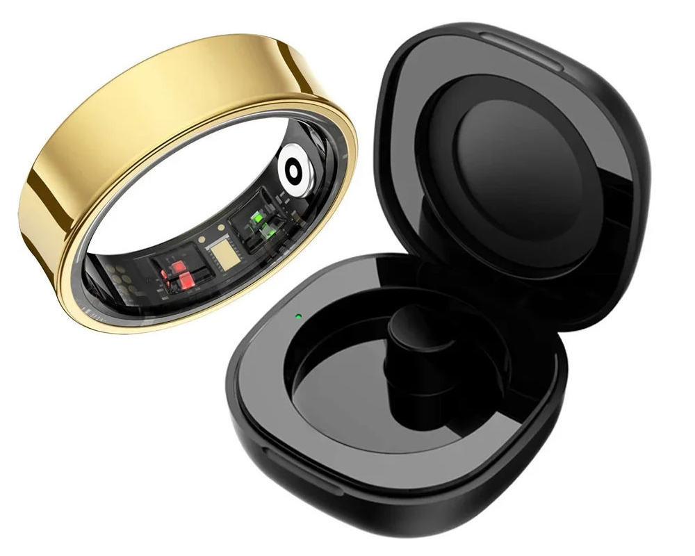 Смарт-кольцо R09 с зарядным футляром, размер 7 Gold