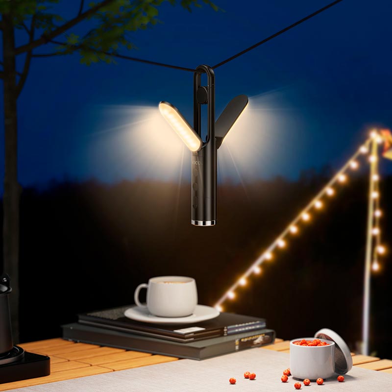 Кемпінгова лампа 2-в-1 HOCO HX13 — багатофункціональний ліхтар з акумулятором та SOS