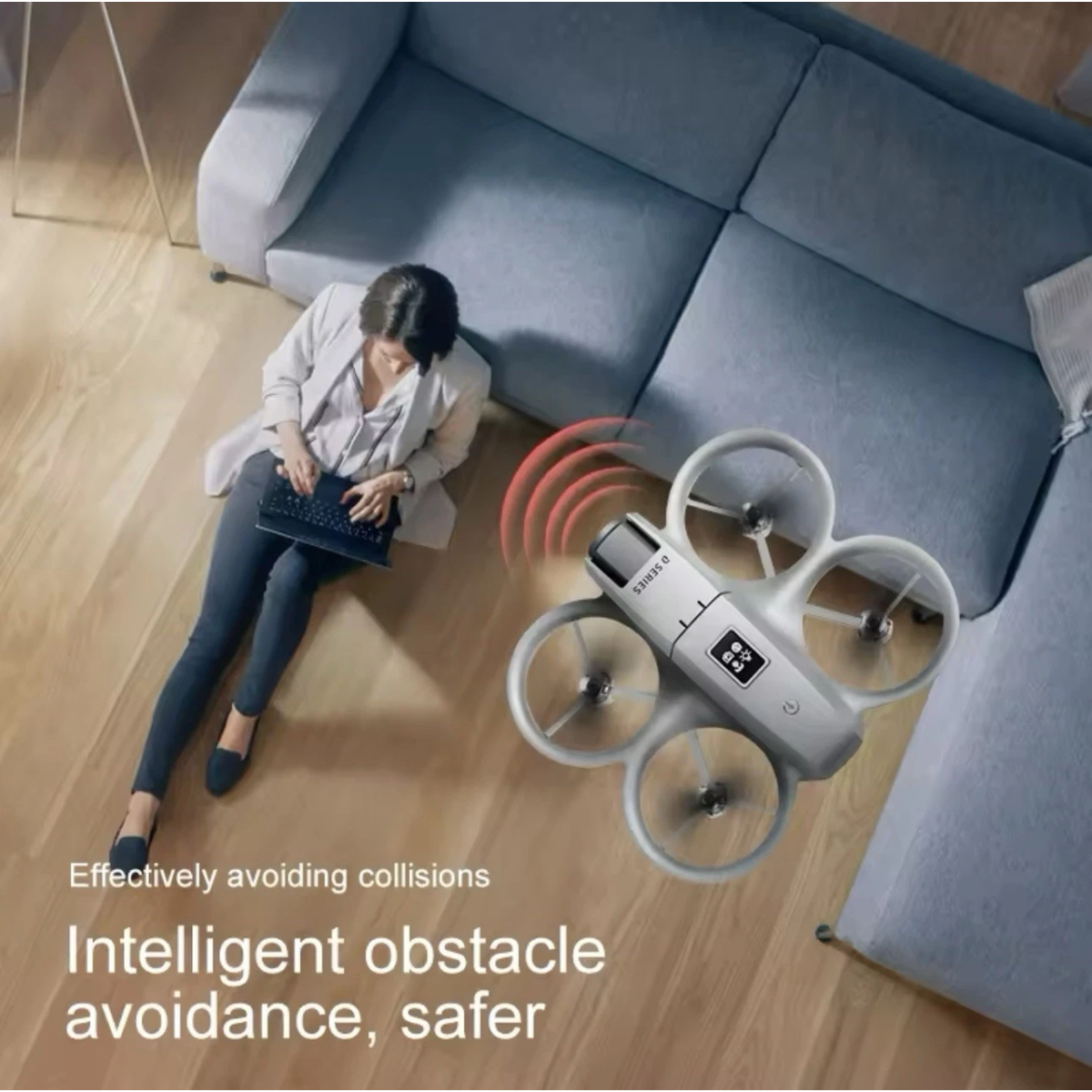 Управление дроном построено на протоколе 2.4 ГГц, что обеспечивает устойчивый сигнал и точное выполнение команд. Для удобства новичков предусмотрен Headless Mode (безголовый режим) — управление, при котором дрон летит «вперёд» относительно пользователя, независимо от того, куда направлена его передняя часть. Это исключает путаницу с ориентацией и позволяет ребёнку уверенно пилотировать дрон с первых минут.  GT3 поддерживает режим автоматического возврата домой: достаточно нажать одну кнопку, и дрон сам вернётся к точке взлёта, что защищает от потери устройства. В приложении доступна функция полёта по маршруту — пользователь рисует траекторию пальцем на экране смартфона, и дрон самостоятельно выполняет полёт по заданной линии, записывая плавное видео.-5