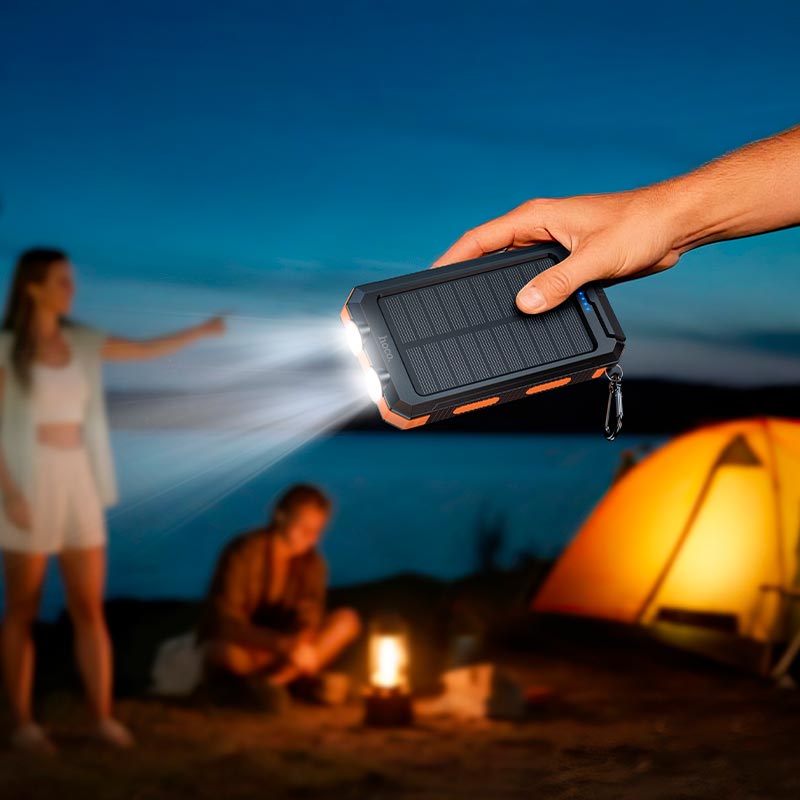 Павербанк HOCO J164 Platinum Solar 8000mAh 2USB/Type-C с солнечной панелью и фонариком