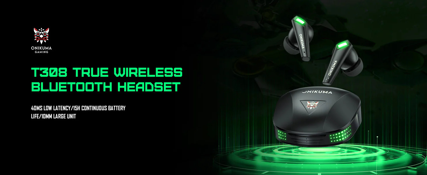 Игровые TWS наушники ONIKUMA T308 с LED подсветкой и зарядным кейсом
