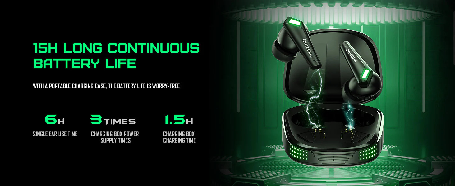 Игровые TWS наушники ONIKUMA T308 с LED подсветкой и зарядным кейсом