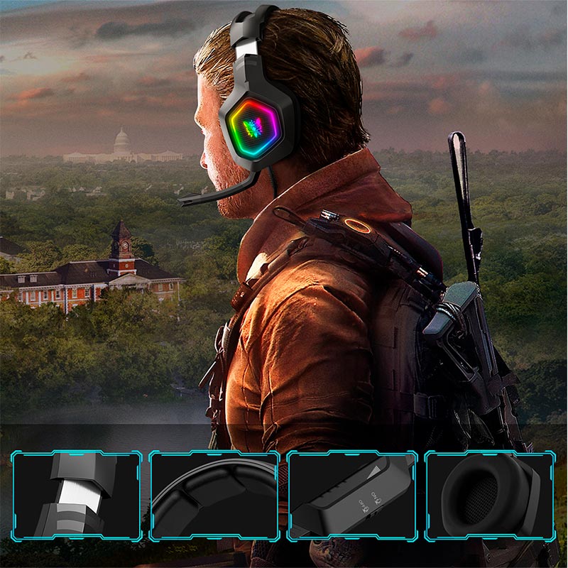 Ігрові навушники ONIKUMA K10 з мікрофоном і LED підсвіткою