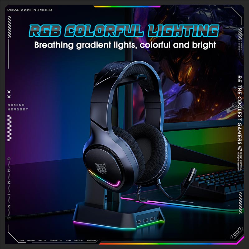 Геймерські навушники ONIKUMA X31 з RGB підсвіткою та мікрофоном