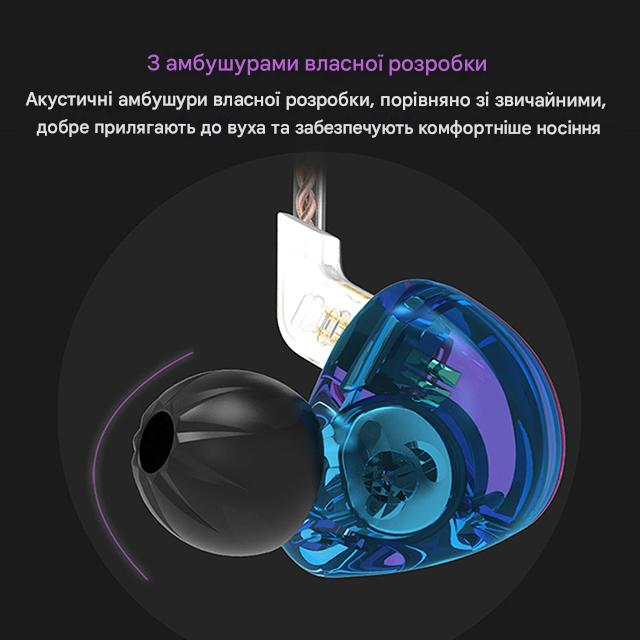 Вакуумные наушники KZ ZST гибридные с 2 драйверами и микрофоном 