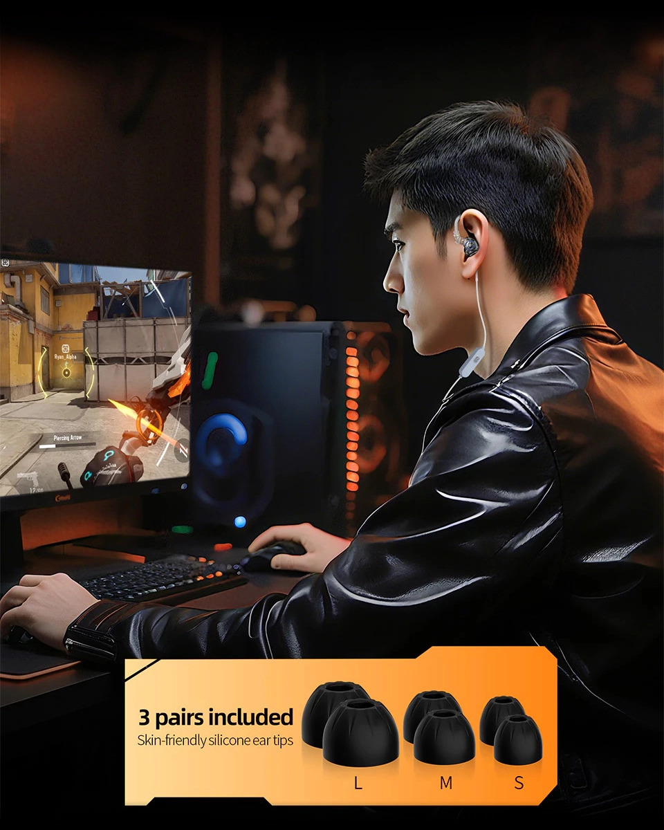 Вакуумные игровые наушники KZ Gale Hi-Fi с динамическим драйвером и двойным микрофоном