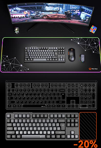 Механічна ігрова клавіатура Meetion MK14 трирежимна з RGB-підсвіткою Hot-Swap 4000 mAh