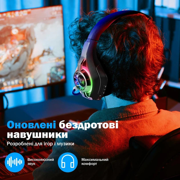 Игровая гарнитура Kotion Each GS400 Ultra 7.1 RGB с микрофоном, Bluetooth 2.4G для ПК и консолей