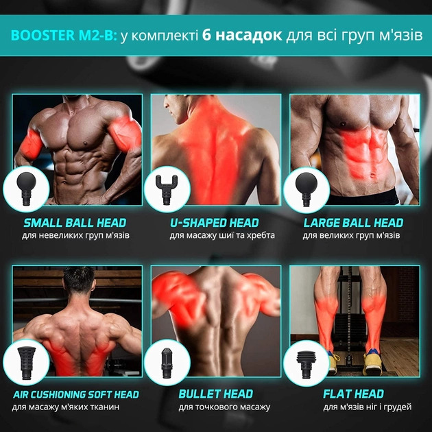 Массажный пистолет Booster M2-B 12V перкуссионный для мышц с технологией Smart-Hit