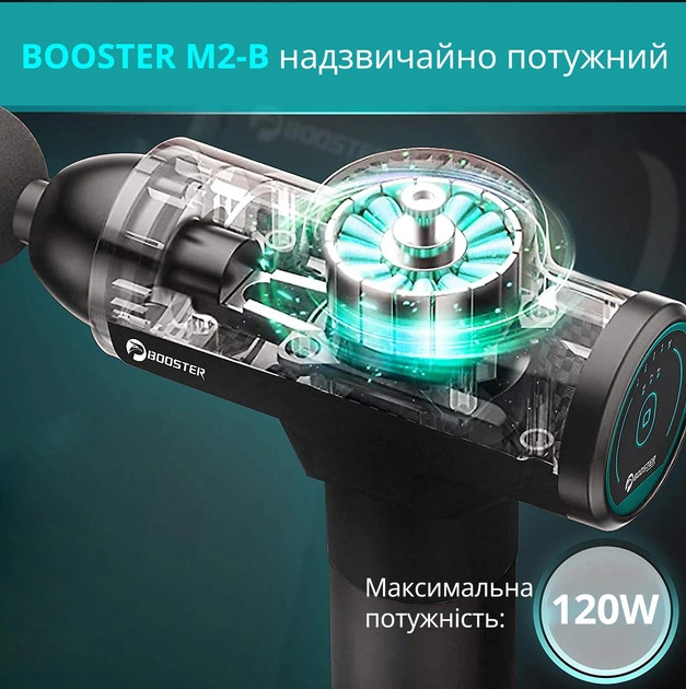 Массажный пистолет Booster M2-B 12V перкуссионный для мышц с технологией Smart-Hit