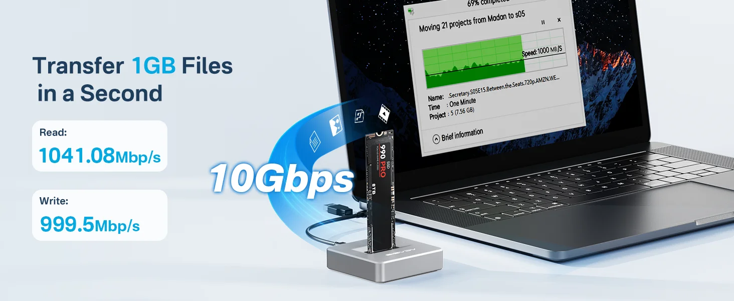 Внешний корпус ACASIS M04B для M.2 NVMe/SATA SSD 10 Гбит/с с поддержкой до 8 ТБ для быстрого переноса данных