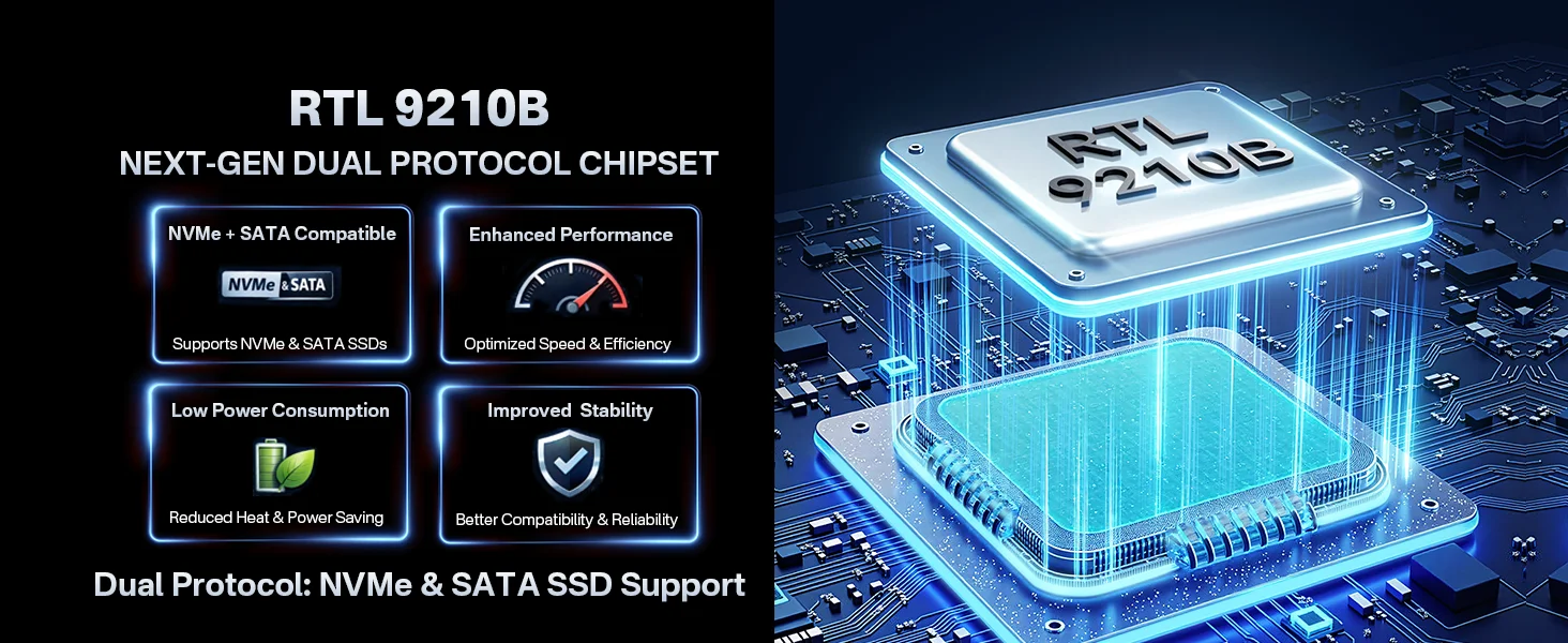 Внешний корпус ACASIS M04B для M.2 NVMe/SATA SSD 10 Гбит/с с поддержкой до 8 ТБ для быстрого переноса данных