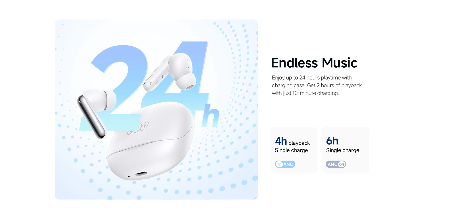 Беспроводные наушники QCY MeloBuds N50 с гибридным шумоподавлением ANC и режимом прозрачности