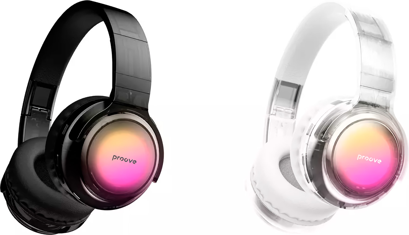 Бездротові навушники Proove Crystal Galaxy Transparent з RGB-підсвічуванням та тривалою автономністю