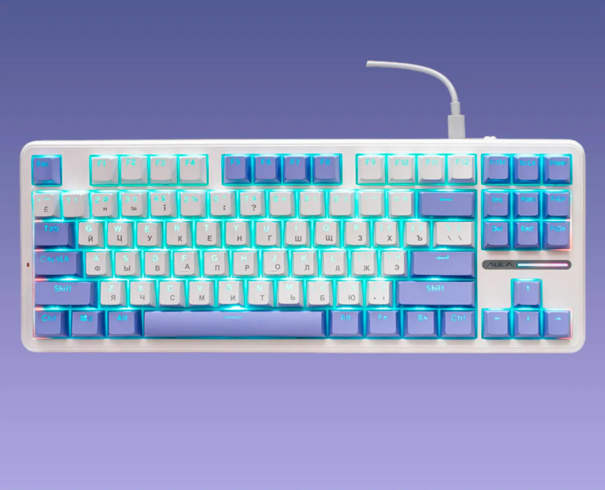 Механічна клавіатура Aula F87 KRGD компактна з RGB підсвіткою та Anti-Ghosting