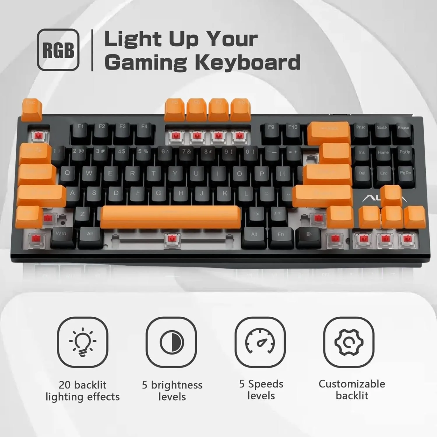 Механічна клавіатура Aula F3032 KRGD Red Switch White з RGB-підсвіткою та Hot Swap для геймерів.