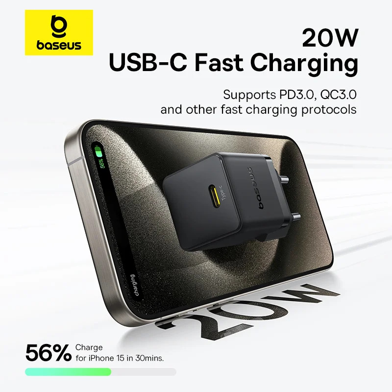 Мережевий зарядний пристрій Baseus Palm Fast Charger 1C 20W Type-C з підтримкою Power Delivery