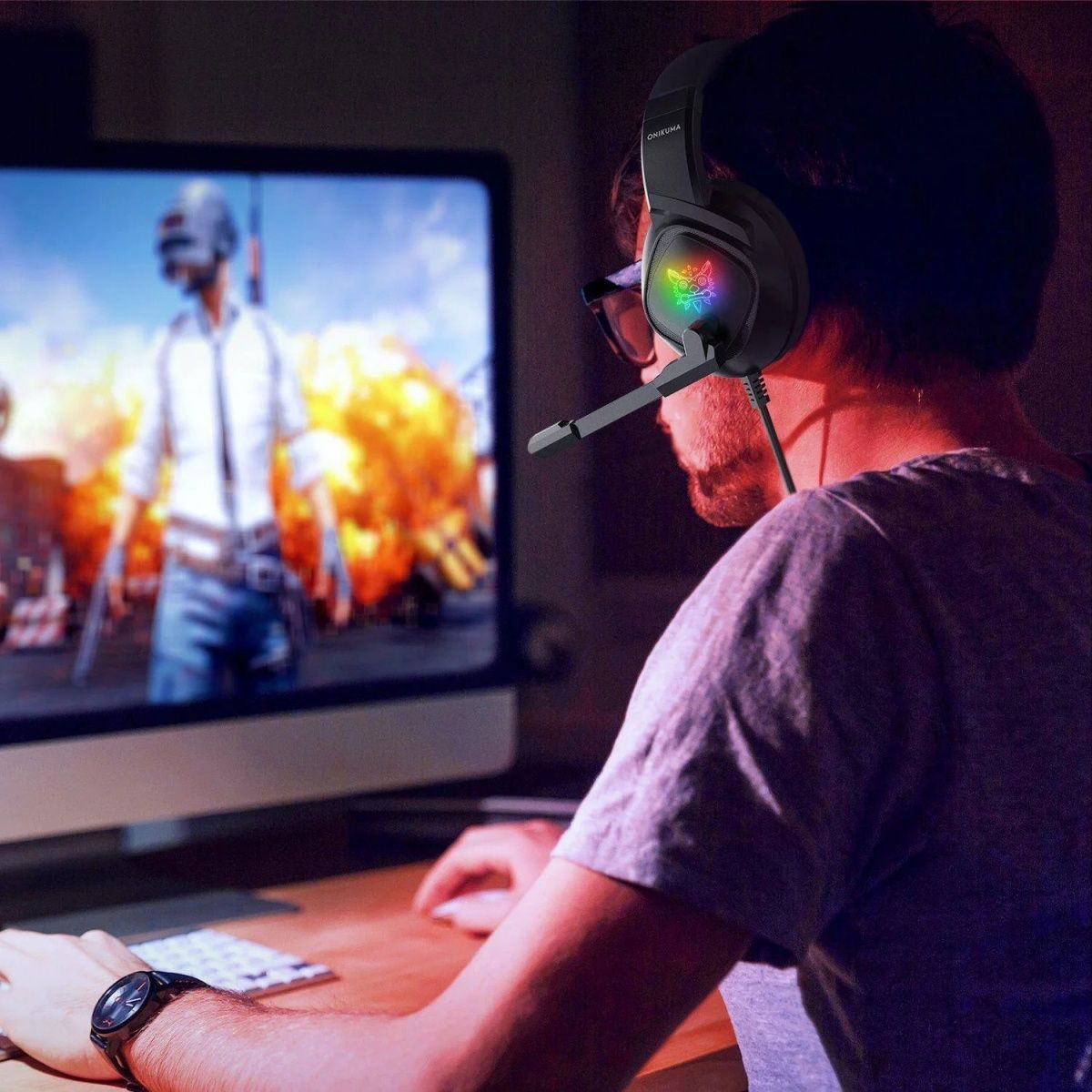 Игровые наушники ONIKUMA K19 с 3D Surround Sound и LED-подсветкой для геймеров