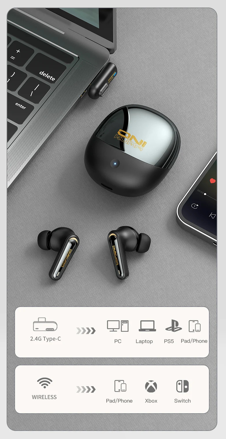 Беспроводные наушники ONIKUMA TX610 с двухрежимным подключением и активным шумоподавлением