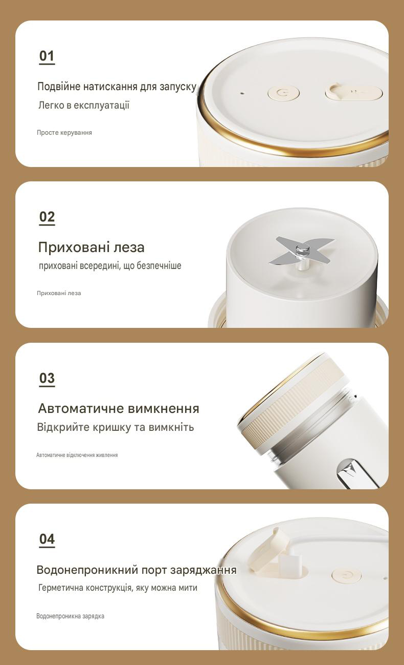 Портативный блендер Ceool GC-Z05 беспроводной для смузи, коктейлей и измельчения льда