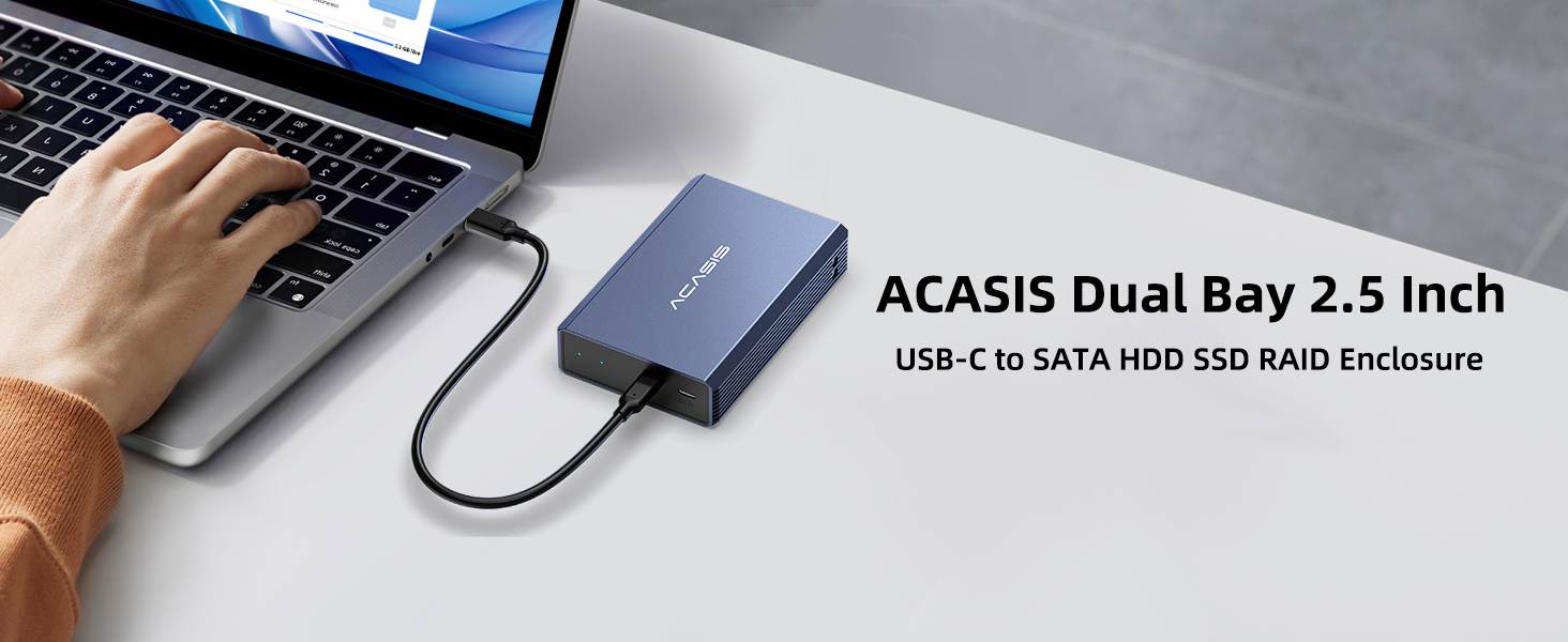 Корпус для жорстких дисків ACASIS EC-7252 USB 3.0 з підтримкою RAID до 12 ТБ для SATA HDD/SSD 2,5 дюйма