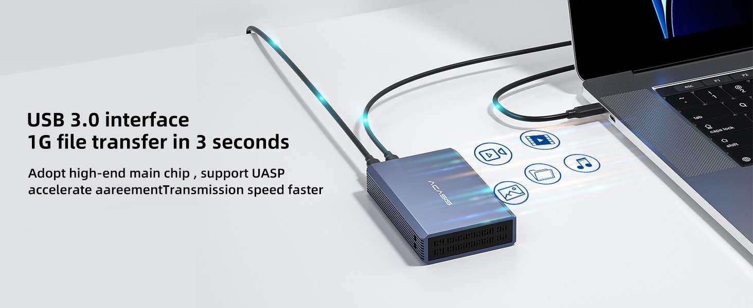 Корпус для жорстких дисків ACASIS EC-7252 USB 3.0 з підтримкою RAID до 12 ТБ для SATA HDD/SSD 2,5 дюйма