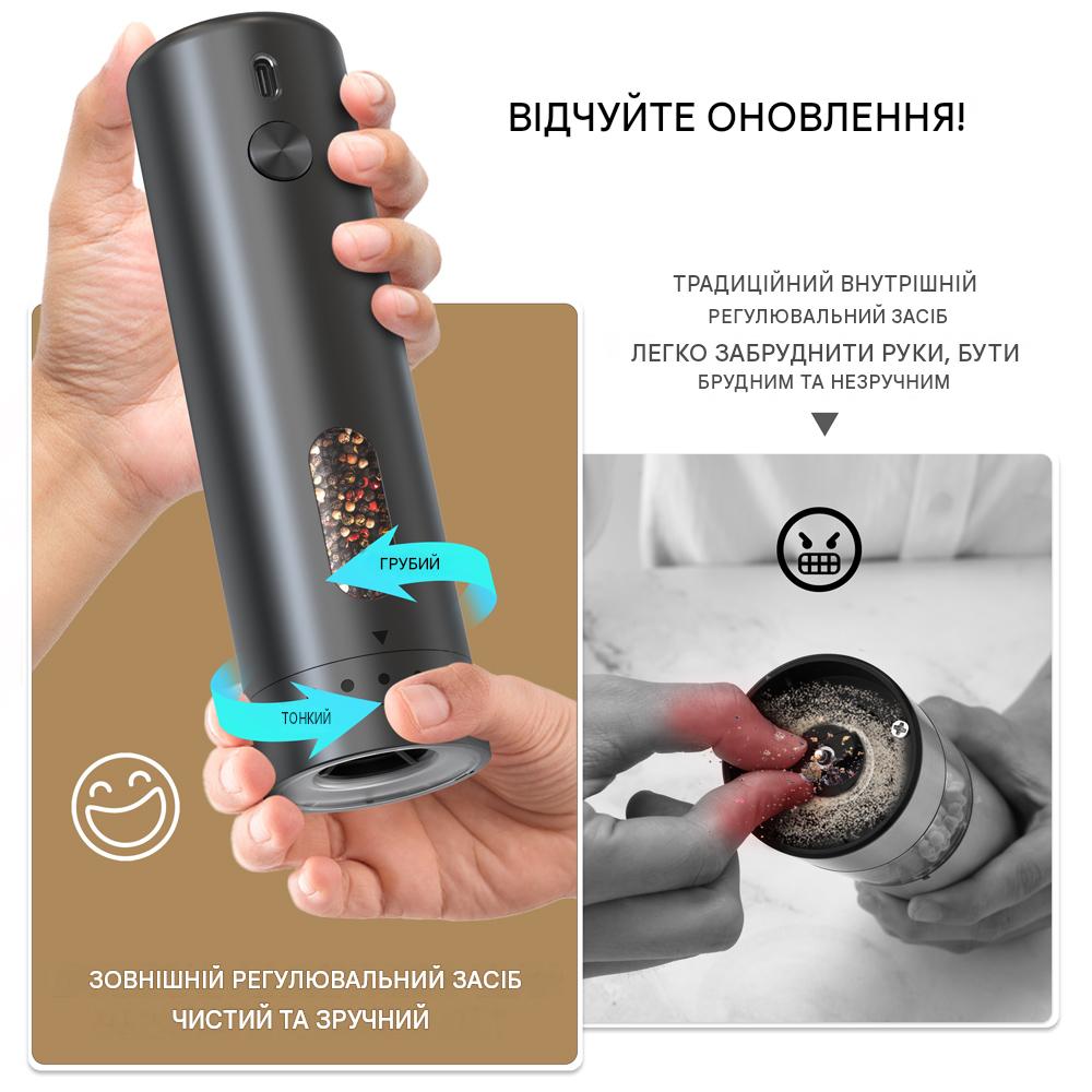 Електричний млин для спецій Circle Joy CJ-EG17 з керамічними жорнами та акумуляторним живленням