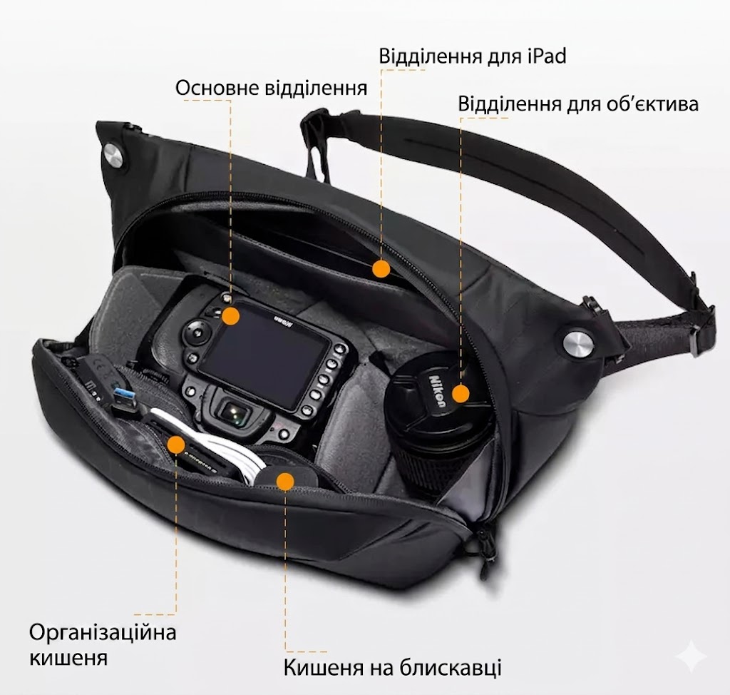Сумка через плечо Bange BG-XJ328 для фототехники с регулируемыми отделениями